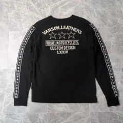 美品 VANSON バンソン 刺繍ロゴ 長袖Tシャツ ブラック Mサイズ
