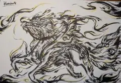 神獣【麒麟】・筆ペン絵画