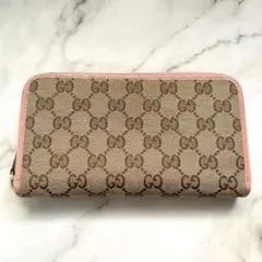 GUCCI グッチ 長財布 ラウンドファスナー キャンバス　美品　0111-⑤