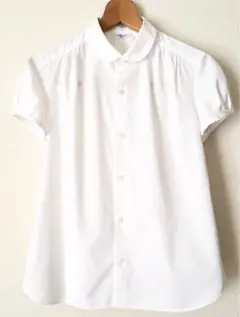 ルグラジック 日本製 丸襟 白 半袖 ブラウス シャツ 36 コットン100%