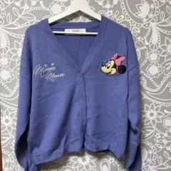 Disney ミニーマウス刺繍 カーディガン L