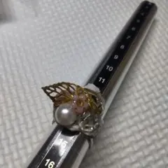 ハンドメイド ビーズとパールのリング