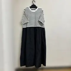 OTOHA ボーダー切替ロングワンピース 半袖