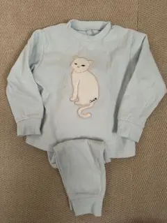 GU 水色 猫刺繍 パジャマ 120