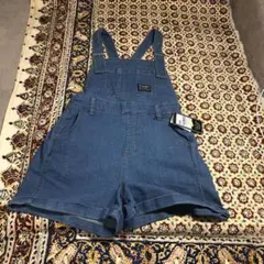 新品 ストレッチ ショート丈 デニム サロペット 140