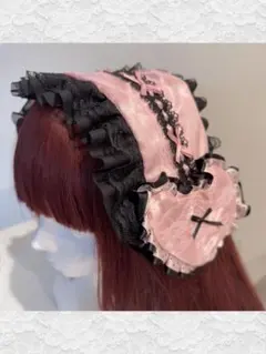 ヘッドドレス 黒ピンク は〜と♡