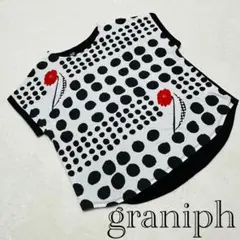 graniph グラニフ 【F】ドット柄 花プリント 半袖 Tシャツ