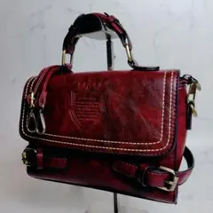 【美品】ヴィンテージ レザー ハンドバッグ 2way バーガンディ