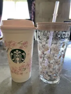 Starbucks桜グラスタンブラー 473ml＆リユーザブルカップのセット