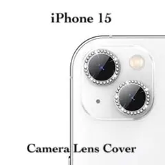 カメラレンズカバー iPhone15強化ガラス クリスタルラインストーン