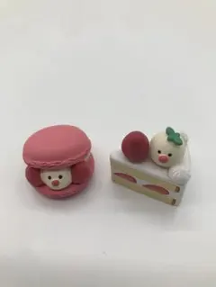 コンコンブル ショートケーキとマカロンの文鳥の置き物セット