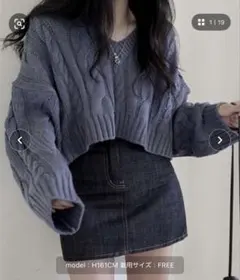 Dream Garden ショート丈ケーブルニットプルオーバー