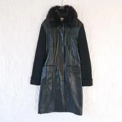 美品 ブラーミン フェイクレザーコート ドッキング ロングジャケット 日本製