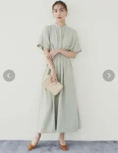 COTORICA WOMEN リネンライクウエストタックワンピース　Mサイズ