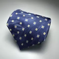 ネイビー 幾何学模様 シルクネクタイ