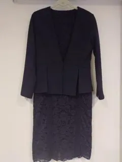 ネイビー ジャケット レースワンピース セット
