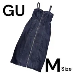 GU デニムフロントジップワンピース M ブラック　美品　ジーユー　デニムワンピ