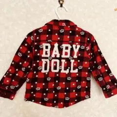 【 90 】BABY DOLL長袖 綿100% チェック 赤