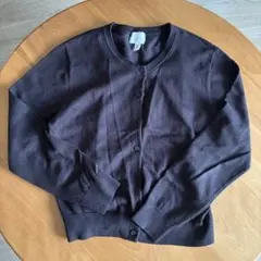 ダークグレー ボタン付きカーディガン Lサイズ