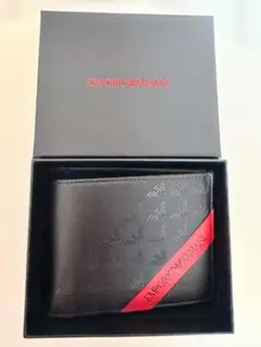 新品 エンポリオ アルマーニ サイフ Y4R060 ロゴ ブラック ケース付き