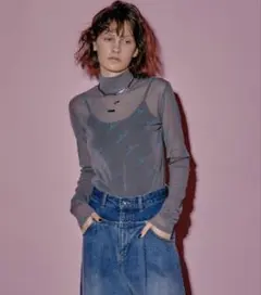 MAISON SPECIAL ラバープリントメッシュトップ　グレー　タグ無しのサムネイル