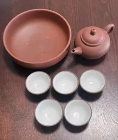 中国茶器 陶器製急須と茶碗5個セット