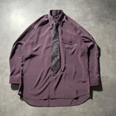 RAMUZE パープル モード ネクタイ 総柄 シャツ セット レトロ アート