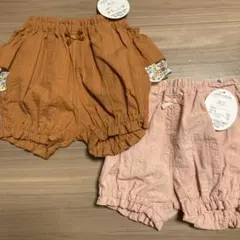 匿名配送　女の子ボトムス　90cm フリル付きハーフパンツ 2色セット
