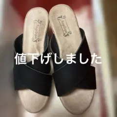 Angelique クロスストラップサンダル 黒　Mサイズのサムネイル