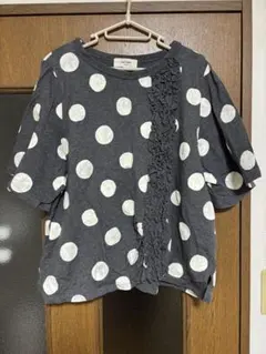 super hakka feuille ☆ドット柄フリルTシャツのサムネイル