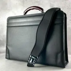 美品 鍵付 豊岡鞄 2way ブリーフケース ビジネスバッグ 木製ハンドル 黒のサムネイル