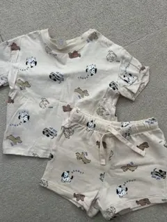 h&m 犬柄半袖セットアップ　80