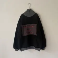 オーバーサイズ 刺繍 パッチデザイン ハイネック スウェット ブラック