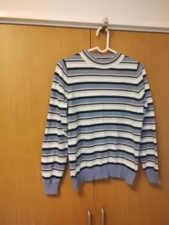 ボーダー 春 薄手ニット 綿100 M