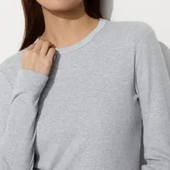 ユニクロ　ソフトリブクルーネックT グレー Mサイズ 完売