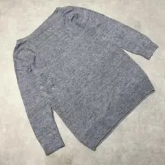 i1006 無印良品 リネン100% 薄手ニット 七分袖 M ブルーグレー