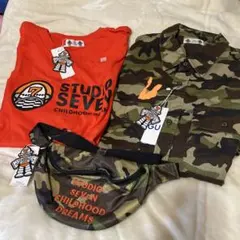 値下げ　STUDIO SEVEN Tシャツ XL 迷彩シャツ ウエストバッグのサムネイル