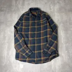 ORVIS オービス チェック柄 ヘビーフランネルシャツ　XL ネイビー 茶