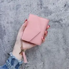 コンパクト財布 ピンク 大容量 三つ折り ミニウォレット レディース