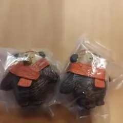 たかはたまさお　木彫り風フィギュアコレクション 首元温め熊　2体セット　ガチャ