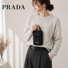 PRADA プラダ 三角ロゴ ナイロン ポーチ ミニバッグ 黒系 男女兼用