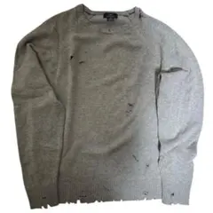 Brooks Brothers 346 ダメージ加工ニット セーター グレー M