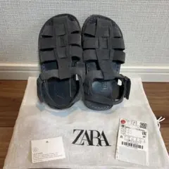 【新品未使用】ZARA レザー　15cm グレー　グルカサンダル