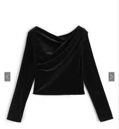 ベロアドレープトップス 黒 タグ付き