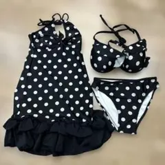 【値下げ】水玉模様セパレート水着 ブラック・ホワイト