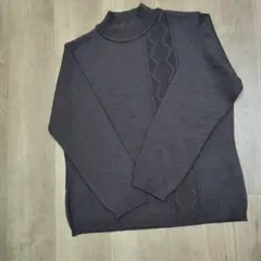 addendaグレー タートルネック ケーブルニット 毛100% Mサイズ