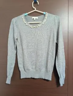 み*ら様 プロポーションボディドレッシング　長袖ニット　サイズ２　グレー　襟元に