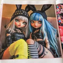 オーダー受付　パネル生地　パンクロック　お人形　ドール　女の子　猫柄生地