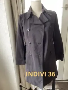 【良品】INDIVI 黒 トレンチコート 36のサムネイル