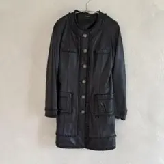 LANVIN COLLECTIONランバン ツイードステンカラーコート Lミディ